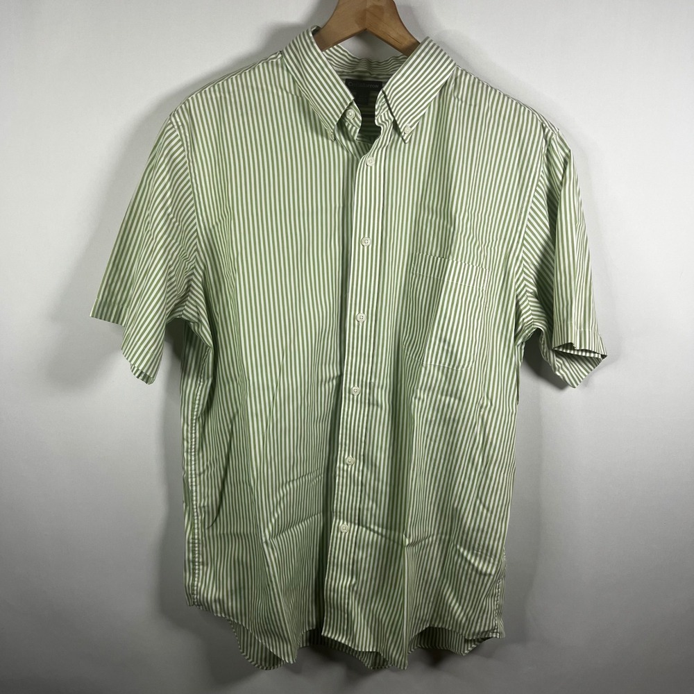Croft & Barrow Shirt Men Large 16 1/2-17 Stripe Short Sleeve‎ Button Down Preppy